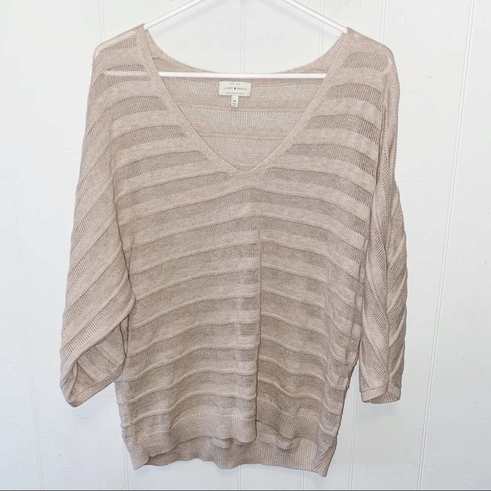 Lucky Brand V-Neck Boxy Sleeve Sweater